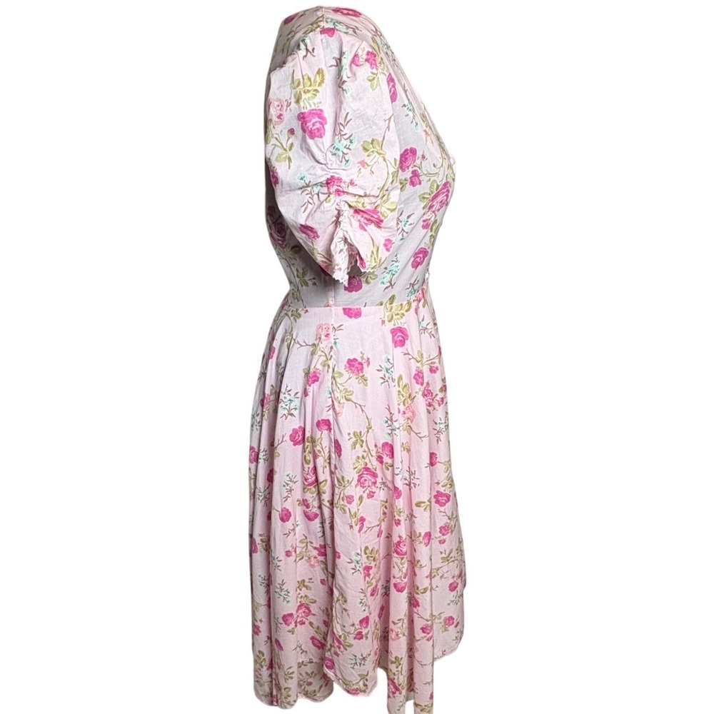 LoveShackFancy x Target Pink Floral Midi Dress Puff Sleeve Cottagecore sz 2 NWT - Picture 3 of 11